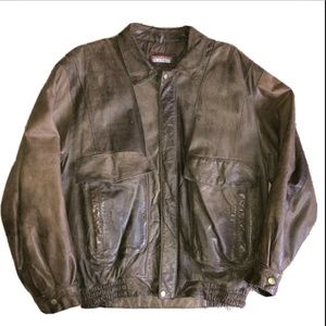 Saturdays Generation Brown Leather Bomber Jacket